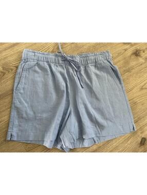 Gap Women’s Size Medium Pull On Drawstring Blue Linen Blend Shorts